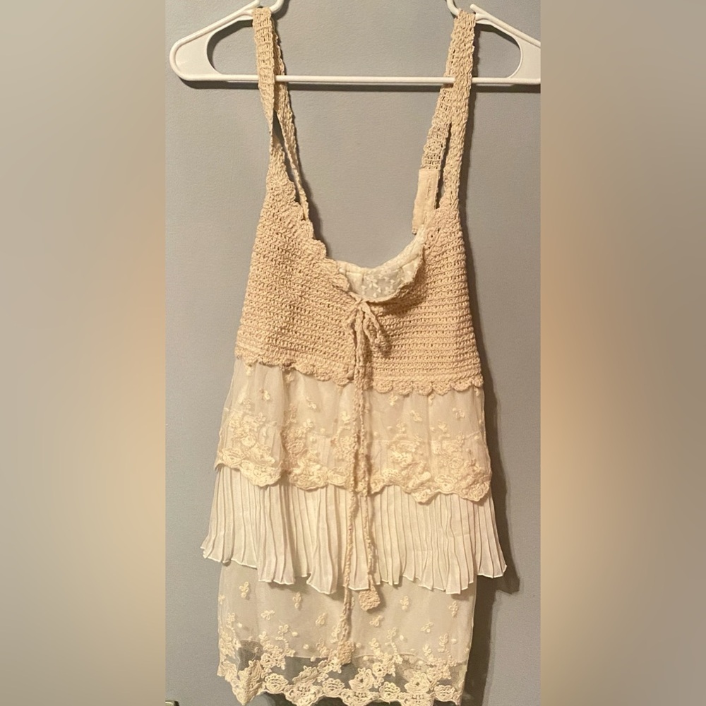 Lane Bryant Cream Lace Crochet Blouse